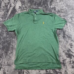 Polo Ralph Lauren Classic Green Cotton Short Sleeve Shirt Men's LG Orange Pony